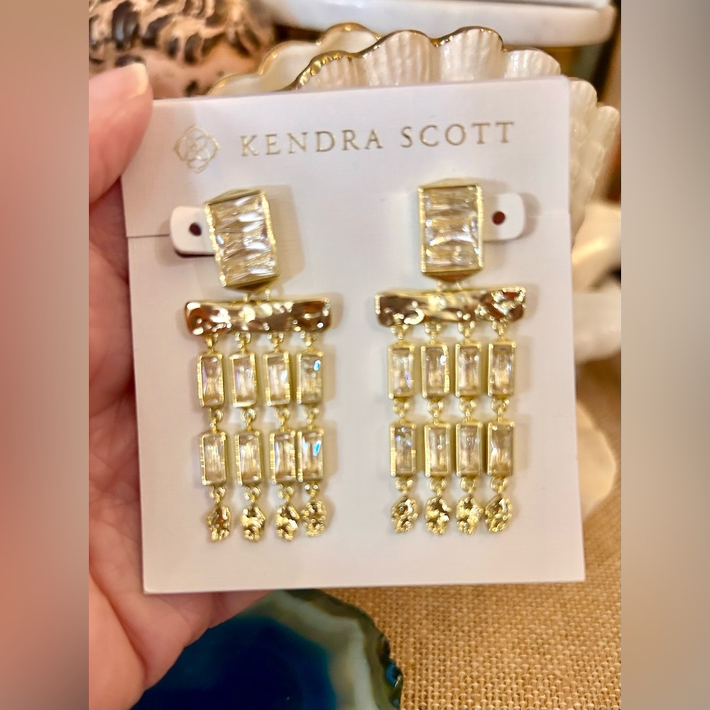 Kendra Scott Jessa Crystal Tassel Earrings Carded & w/Pouch - Picture 8 of 10